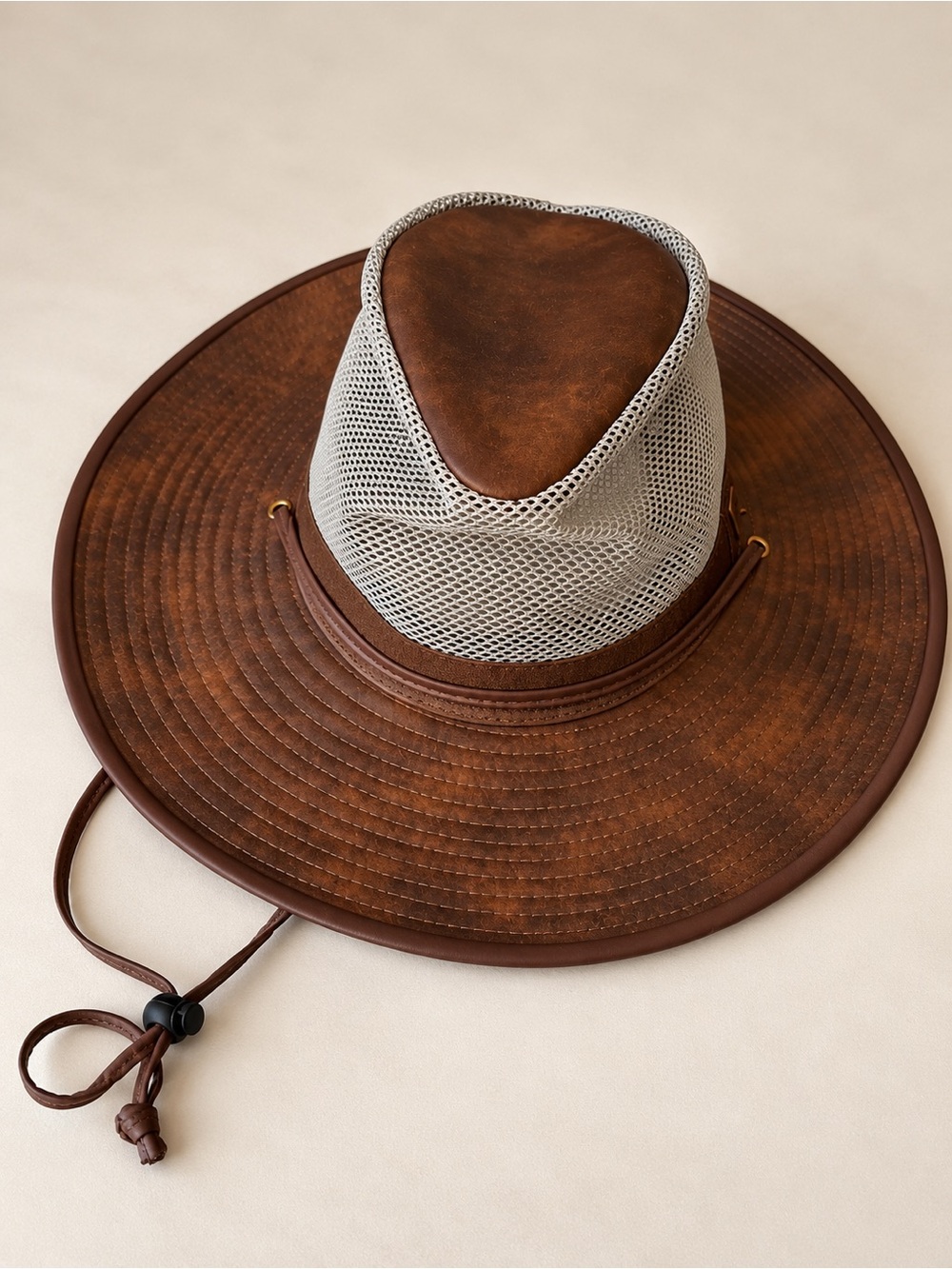 Frye Men’s Brown Wide Brim Mesh Outdoor Sun Hat OSFM NWT